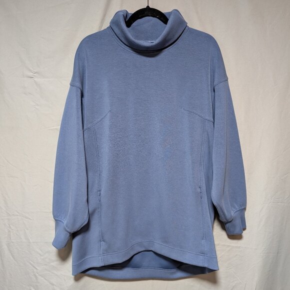Lululemon Women's Blue Modal Blend Turtleneck‎ Oversized Tunic Sweater Size 8 - Picture 1 of 11